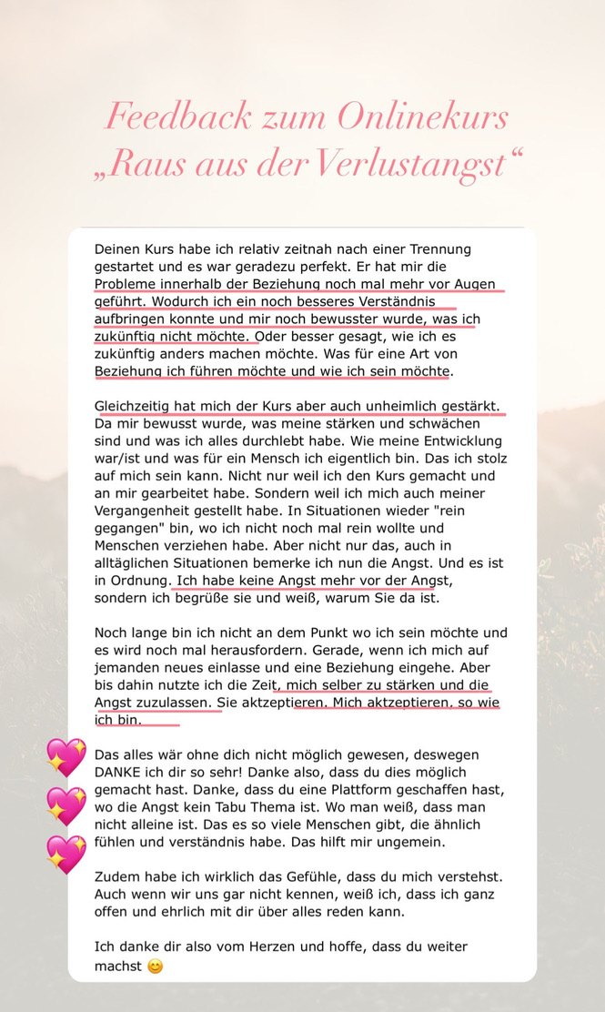 Feedback zum Onlinekurs: Den Kurs nach einer Trennung gestartet — ich habe keine Angst mehr vor der Angst
